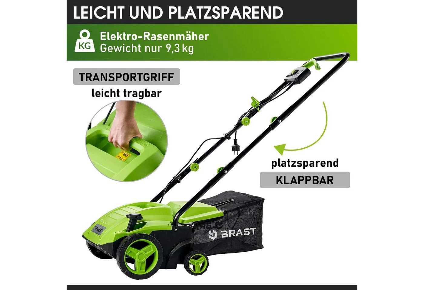 BRAST Elektro-Vertikutierer 1500 Watt 2in1 Vertikutierer und Rasenlüfter - Bild 5