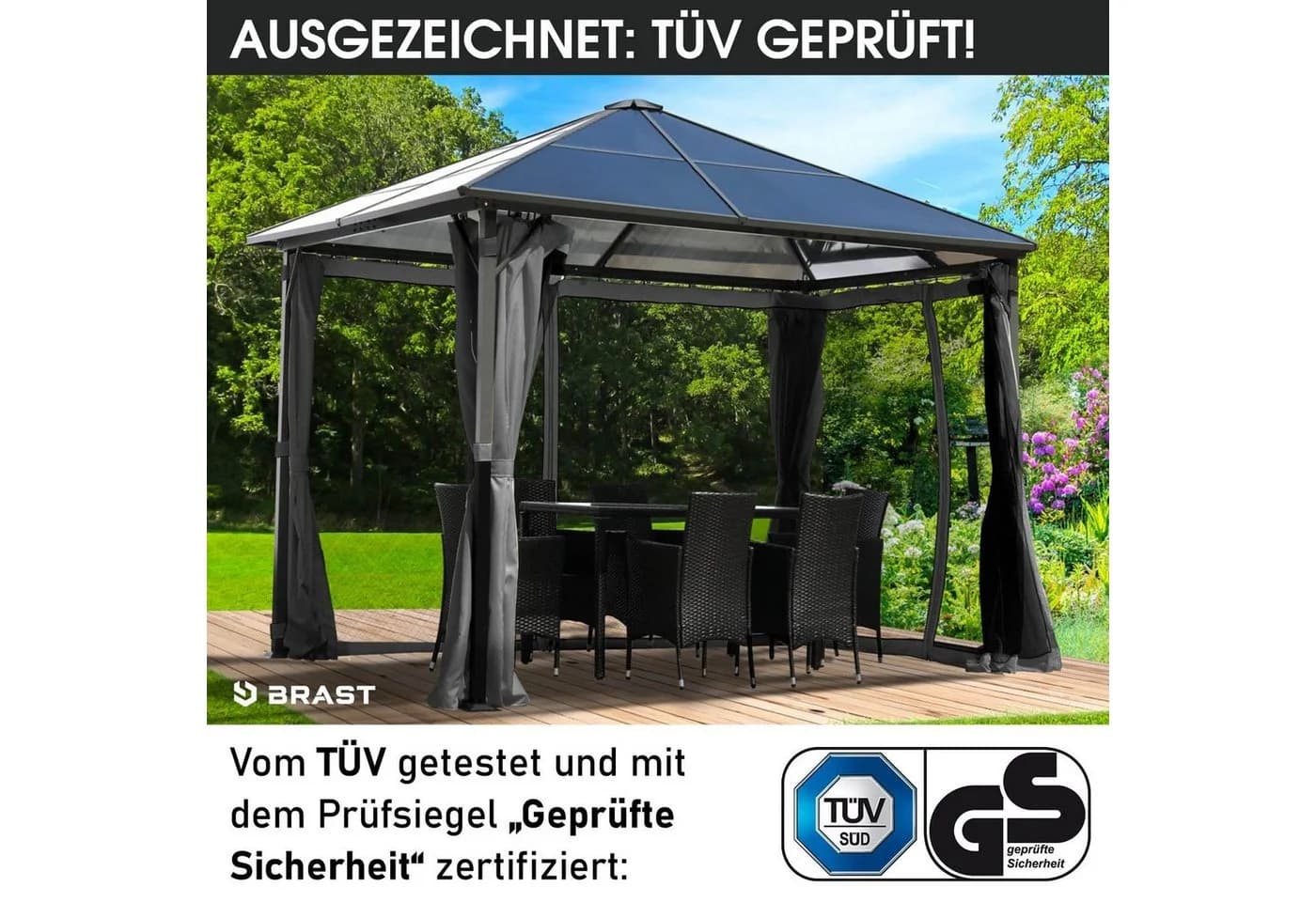 BRAST Pavillon Summerdream Aluminium 3x3m mit Moskitonetz und LED - Bild 4