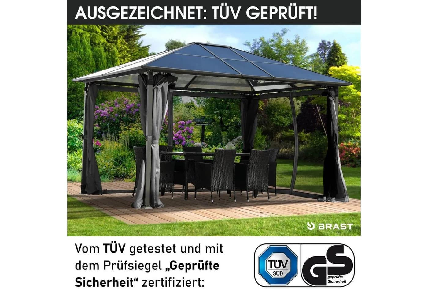 BRAST Pavillon Summerdream Aluminium Grau Anthrazit mit Moskitonetz - Bild 4