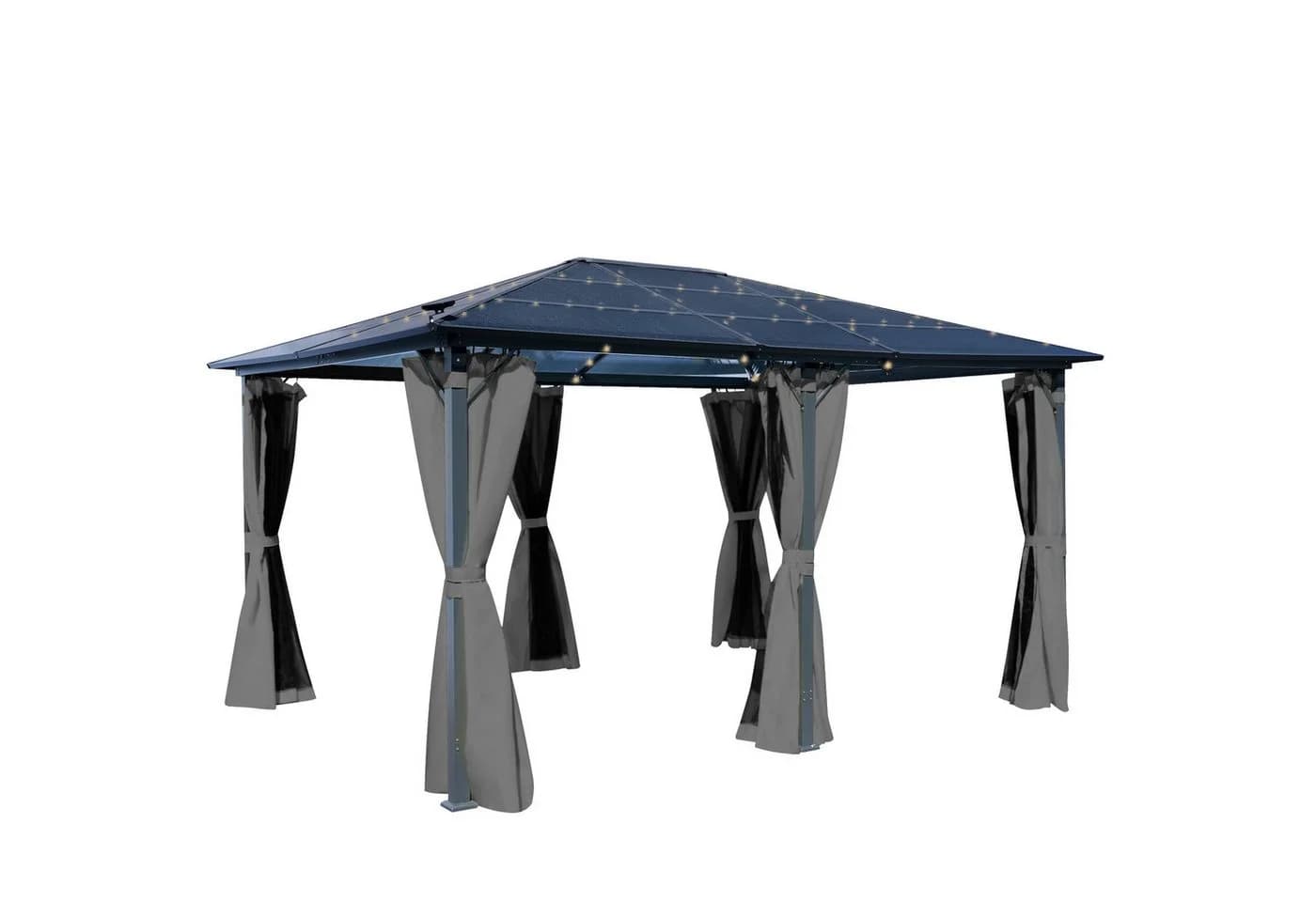 BRAST Pavillon Premium Aluminium Grau mit Moskitonetz und LED - Bild 2