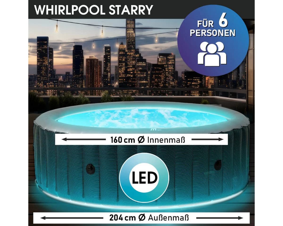 BRAST MSpa Starry COMFORT Aufblasbarer Whirlpool für 6 Personen mit LED