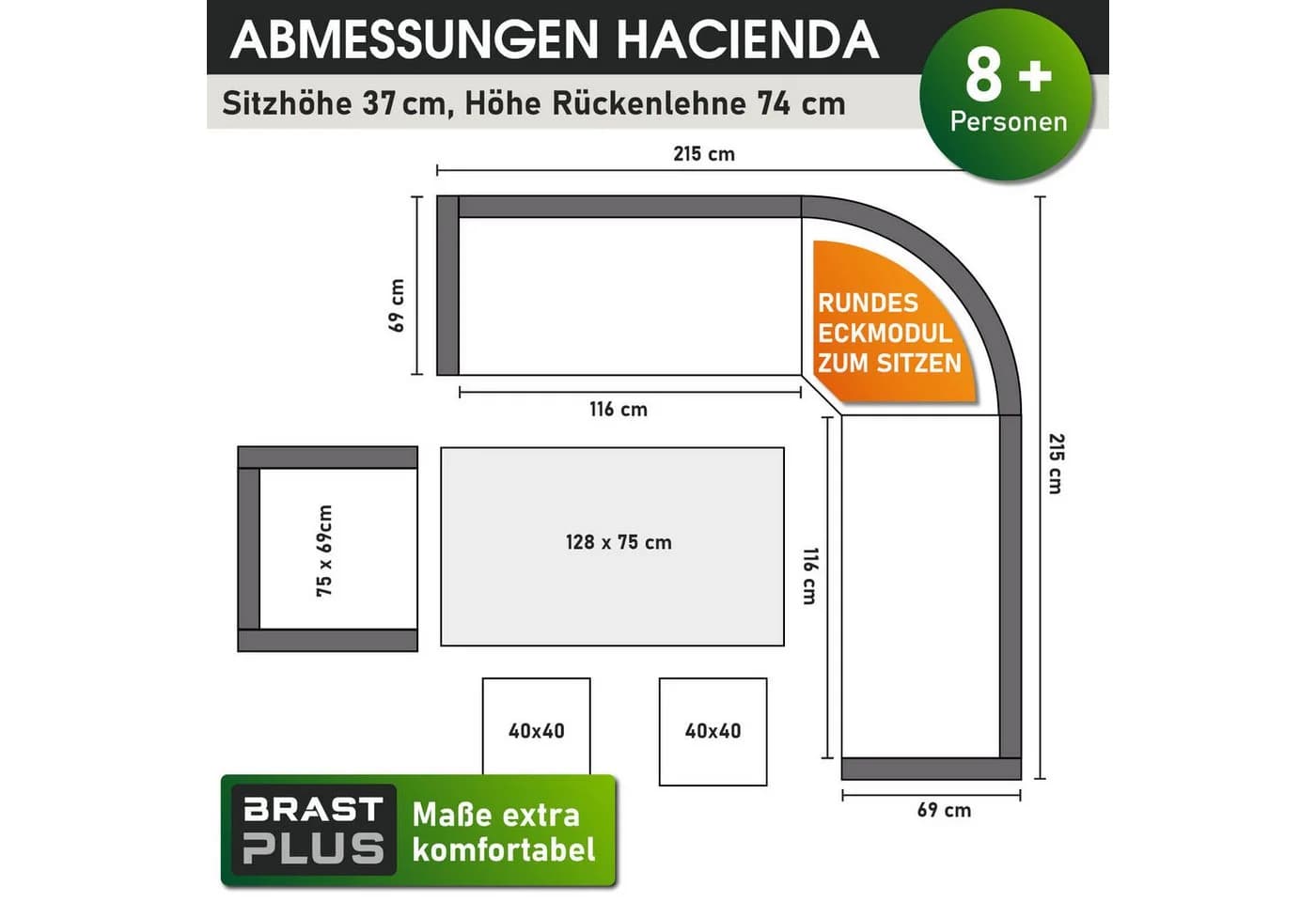 BRAST Gartenlounge-Set Hacienda bis zu 10 Personen TÜV-geprüft - Bild 3