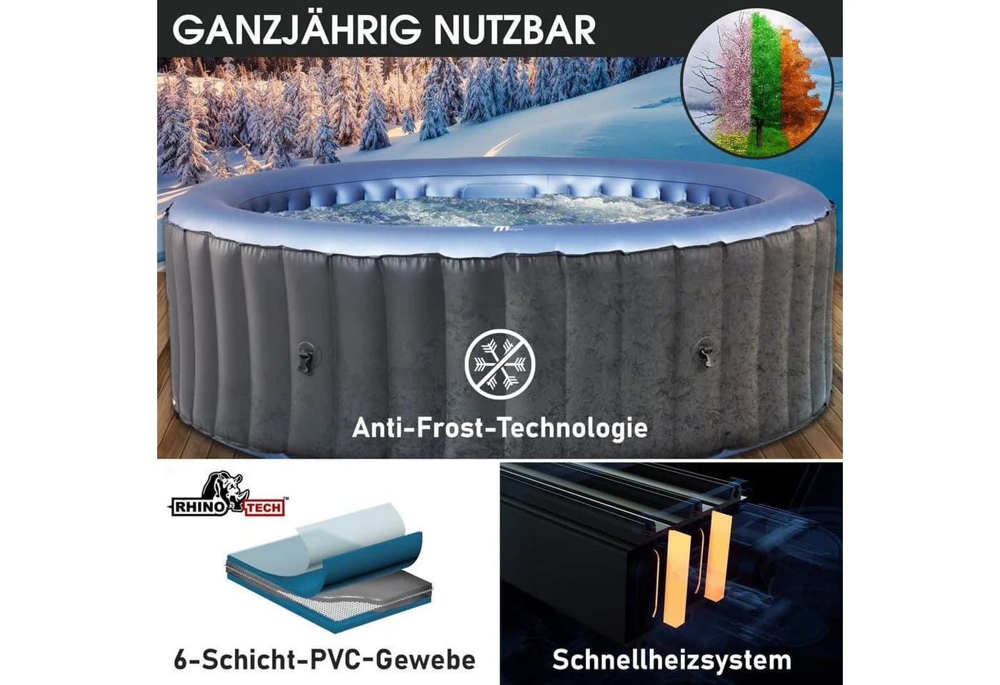 BRAST Whirlpool aufblasbar MSpa Bergen 8 Personen 144 Massagedüsen UVC - Bild 4