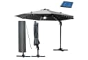BRAST Alu Ampelschirm Ø300cm Grau mit LED & Solar Bild 2