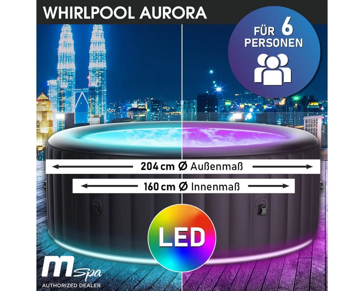 BRAST MSpa Aurora Aufblasbarer Whirlpool LED 6 Personen - Bild 1