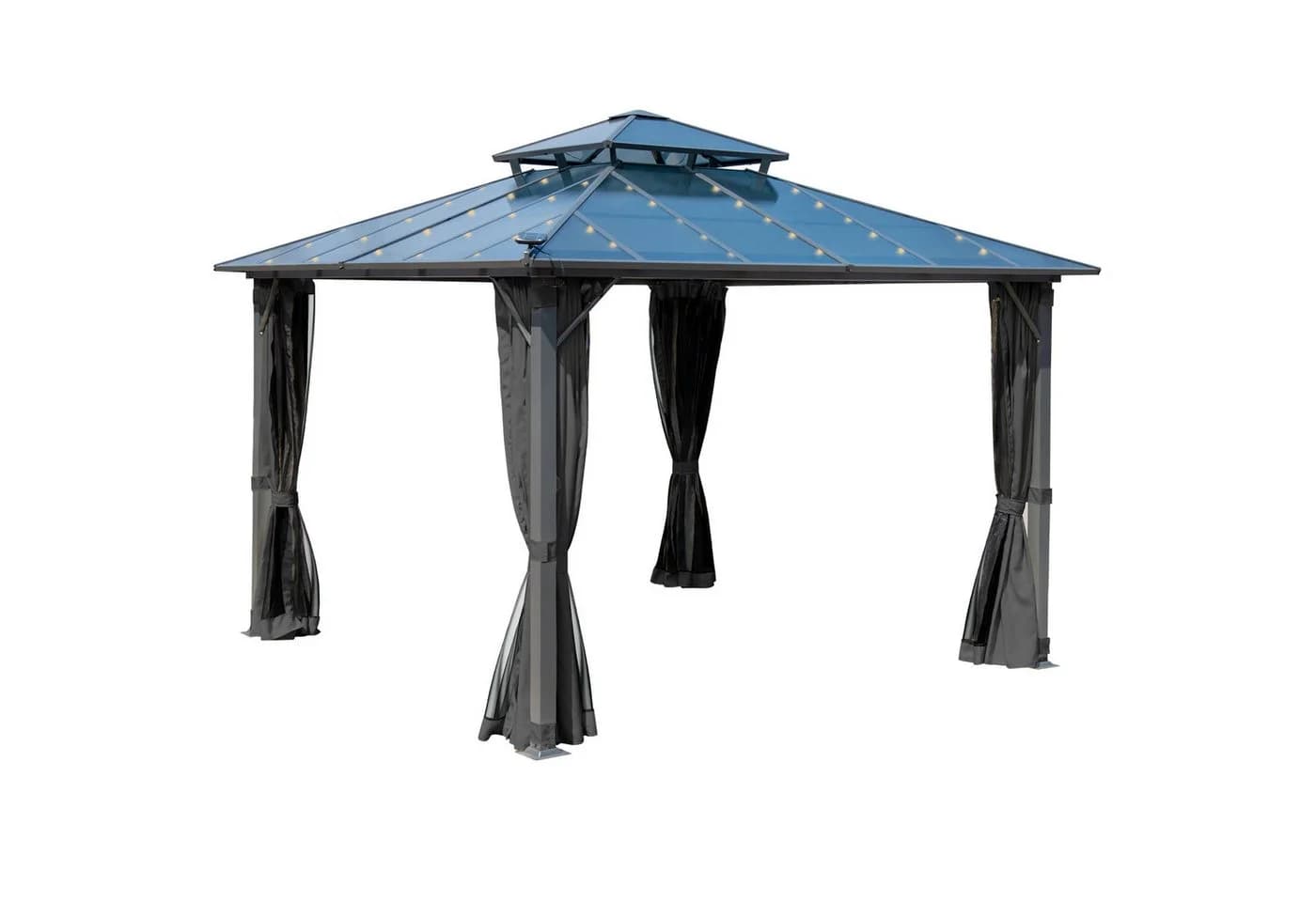 BRAST Aluminium Pavillon Pagode 3,5x3,5m mit LED und Moskitonetz - Bild 2