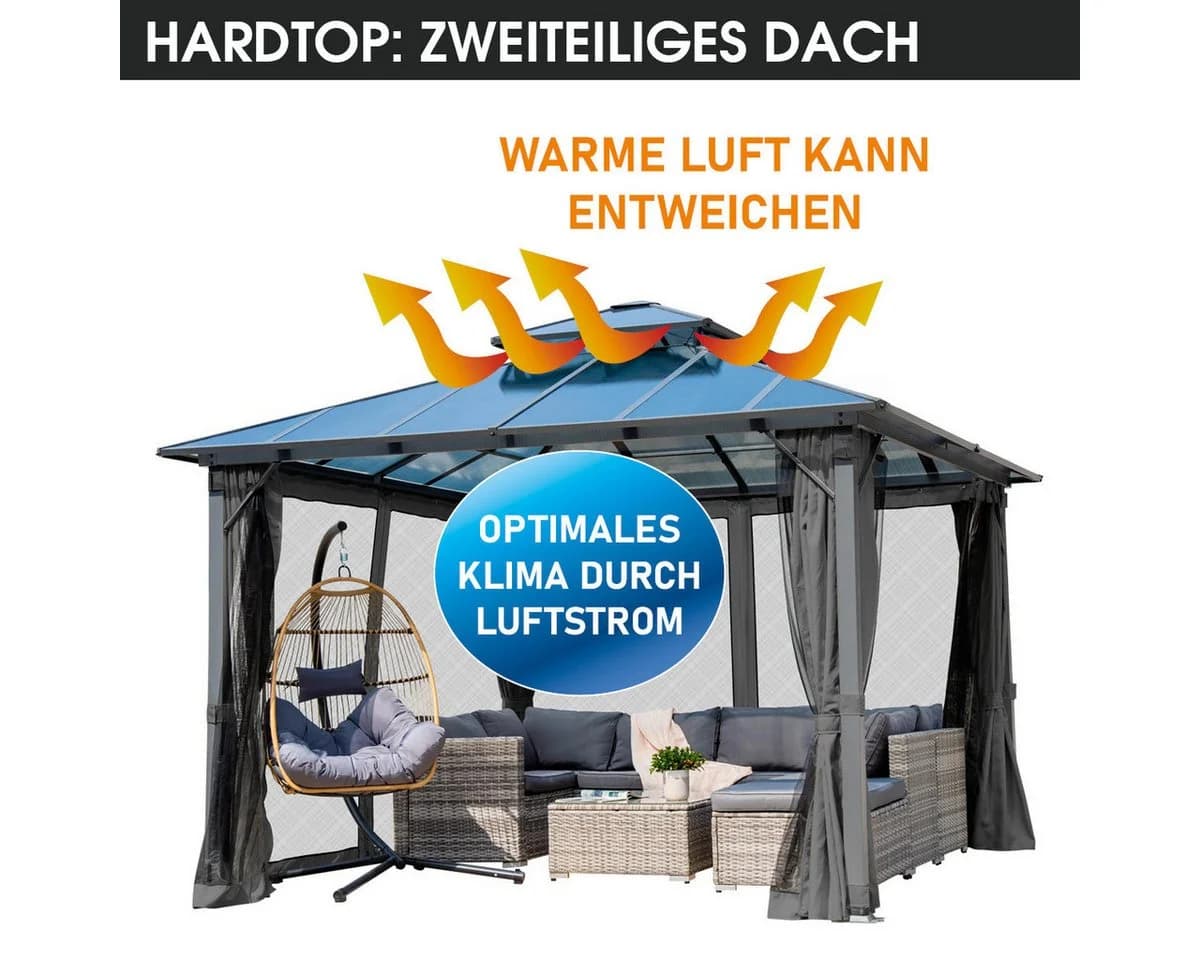 BRAST Pavillon Pagode 4x4m Aluminium mit LED & Moskitonetz - Bild 4