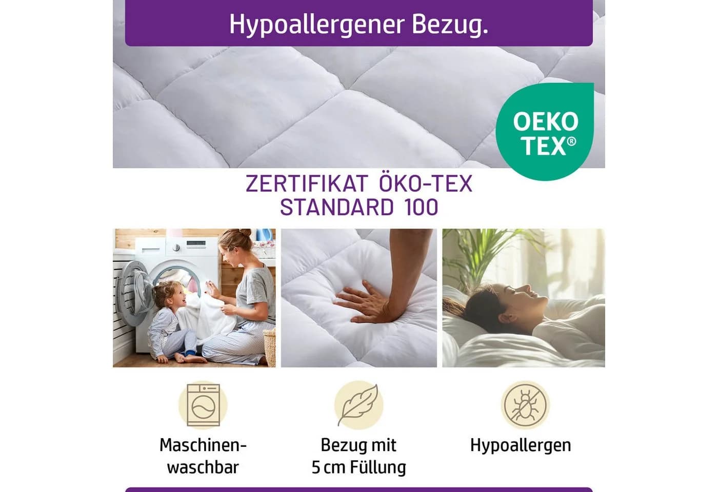 AMBINESS Memory Foam Topper mit Gel Kern 7 cm Höhe - Bild 5