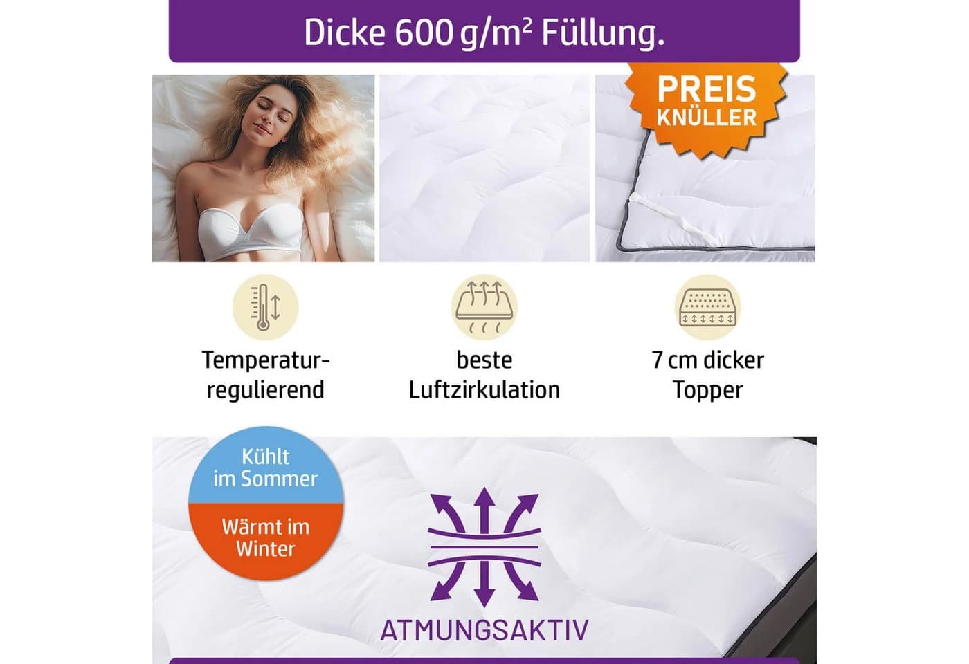 AMBINESS Matratzentopper Mikrofaser Wolke 7 cm hoch - Bild 3