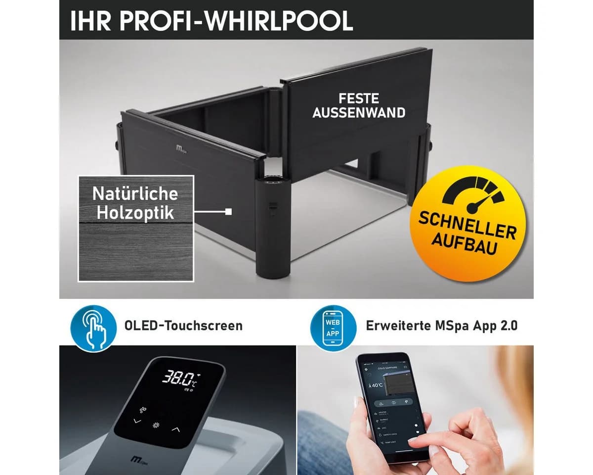 BRAST Whirlpool MSpa Oslo Sapphire & Amber Feste Außenwand LED - Bild 3