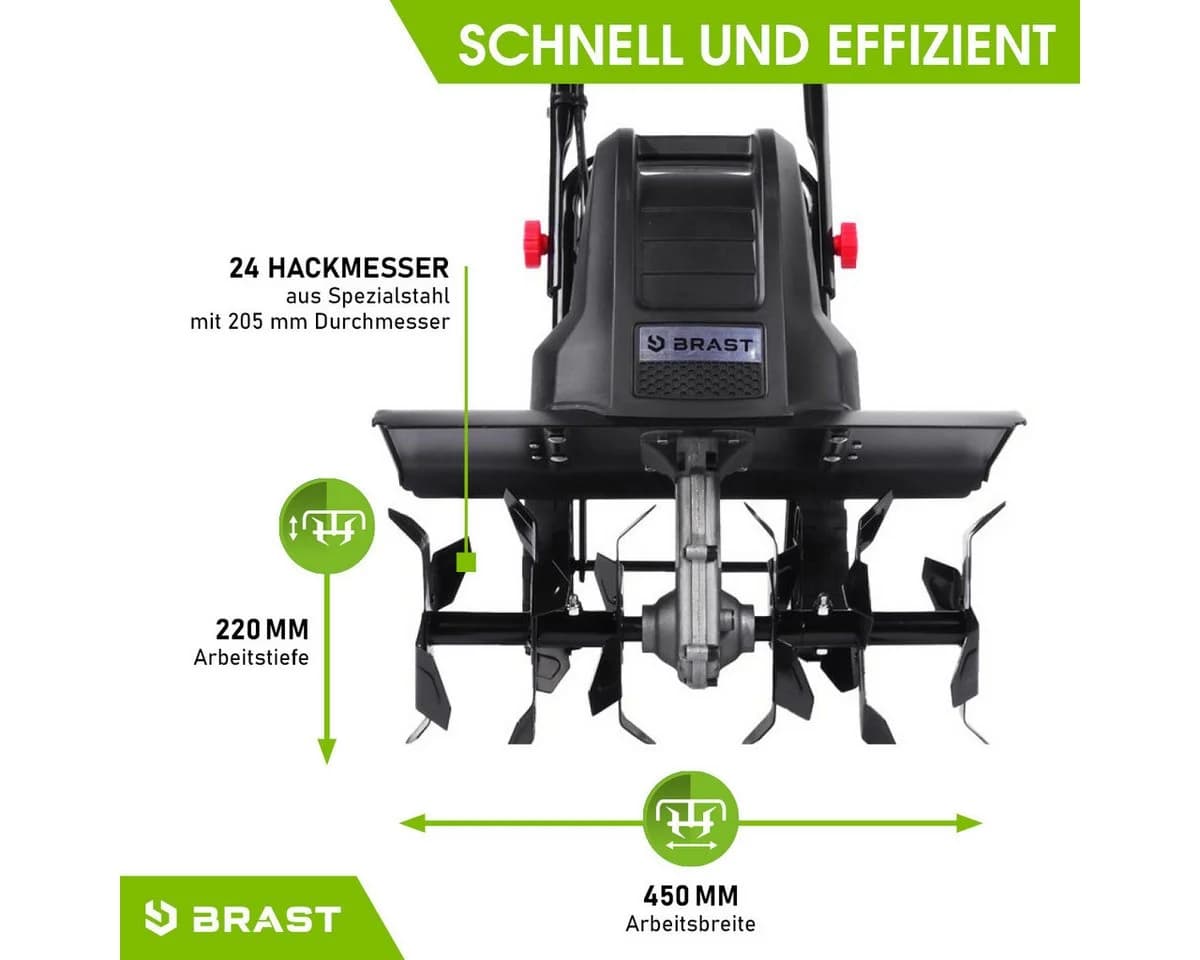 BRAST Elektromotorhacke Gartenfräse 1800 Watt 45 cm Arbeitsbreite - Bild 5