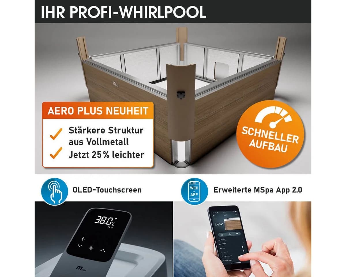 BRAST Whirlpool MSpa Oslo Plus XXL mit LED-Beleuchtung 20 Farben für 6 Personen - Bild 3
