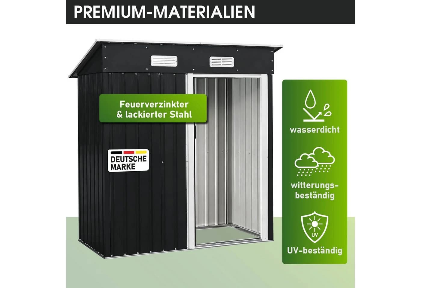BRAST Metall-Gerätehaus mit Schiebetür und Pultdach - Bild 3