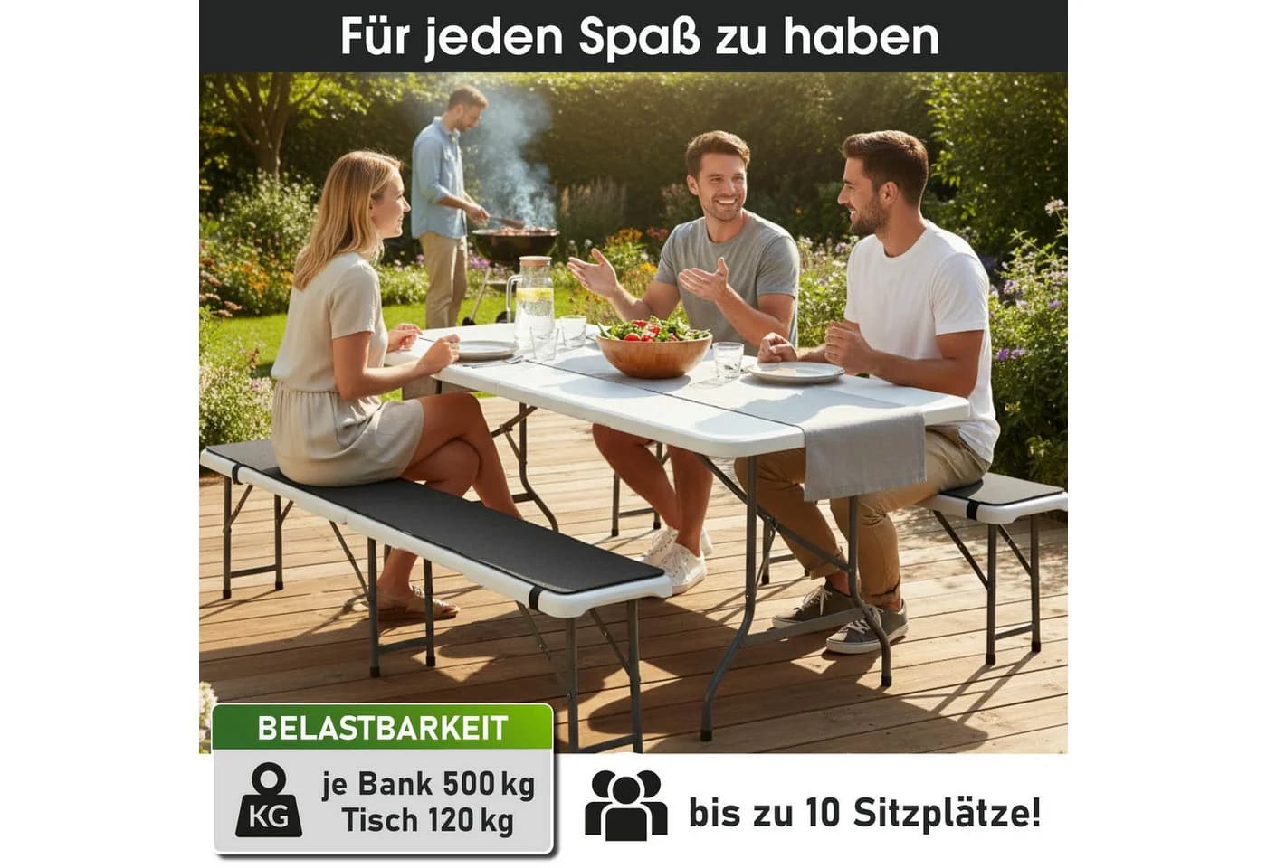 BRAST Bierzeltgarnitur Josef 3er Set klappbar weiß - Bild 3