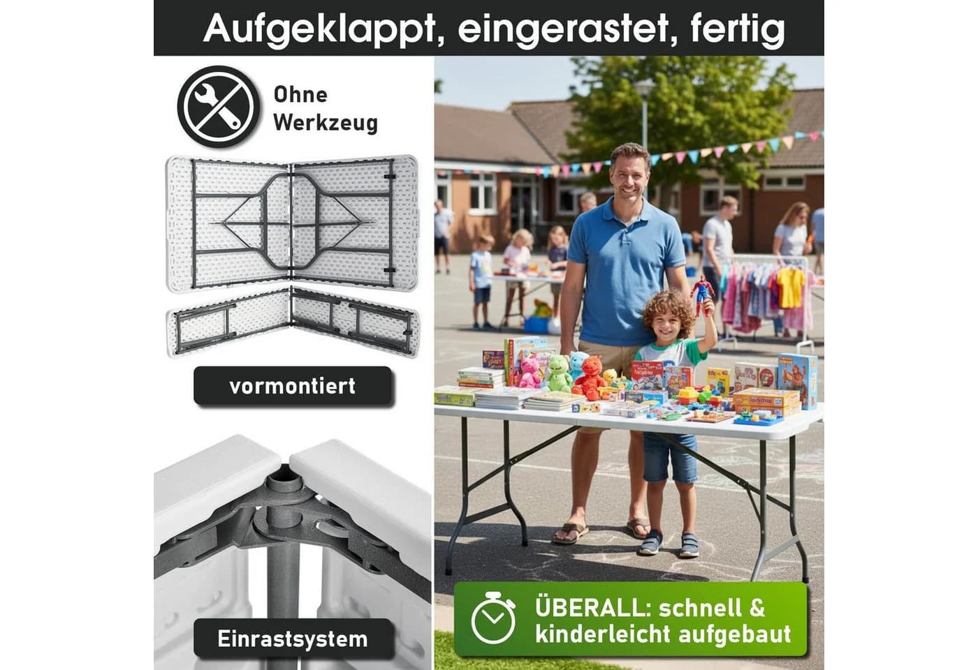 BRAST Bierzeltgarnitur Josef 3er Set klappbar weiß - Bild 4