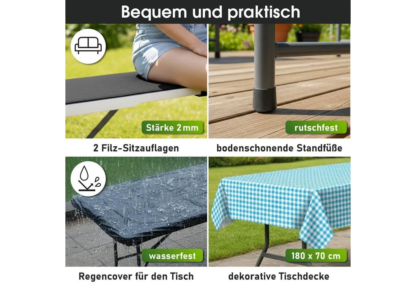 BRAST Bierzeltgarnitur Josef 3er Set klappbar weiß - Bild 5