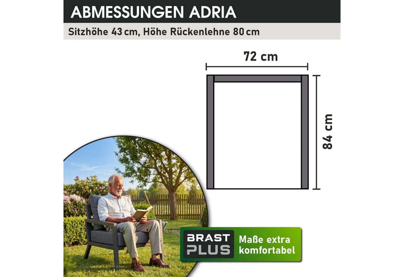 BRAST Adria Loungesessel Aluminium Grau - Bild 3