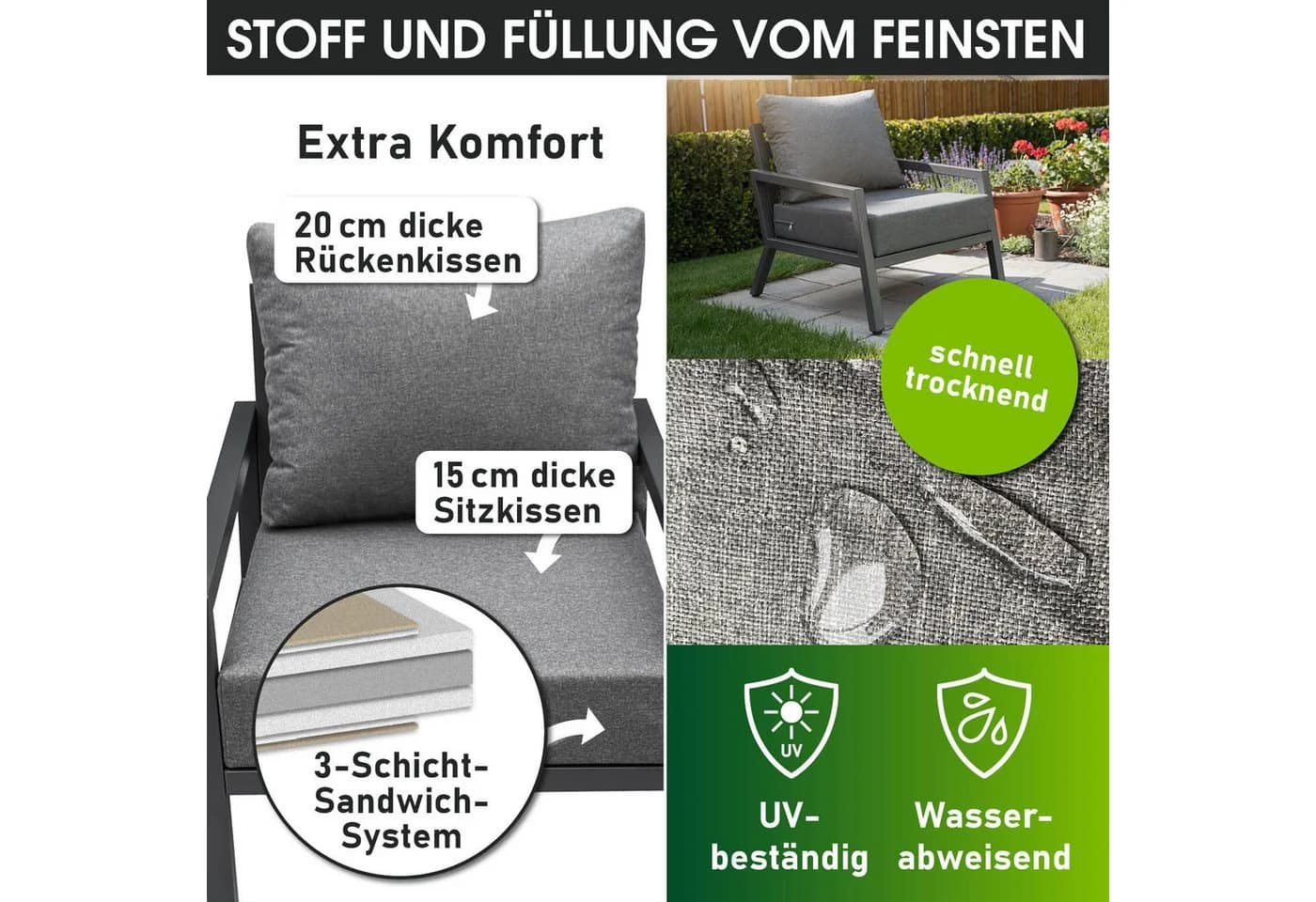 BRAST Adria Loungesessel Aluminium Grau - Bild 4