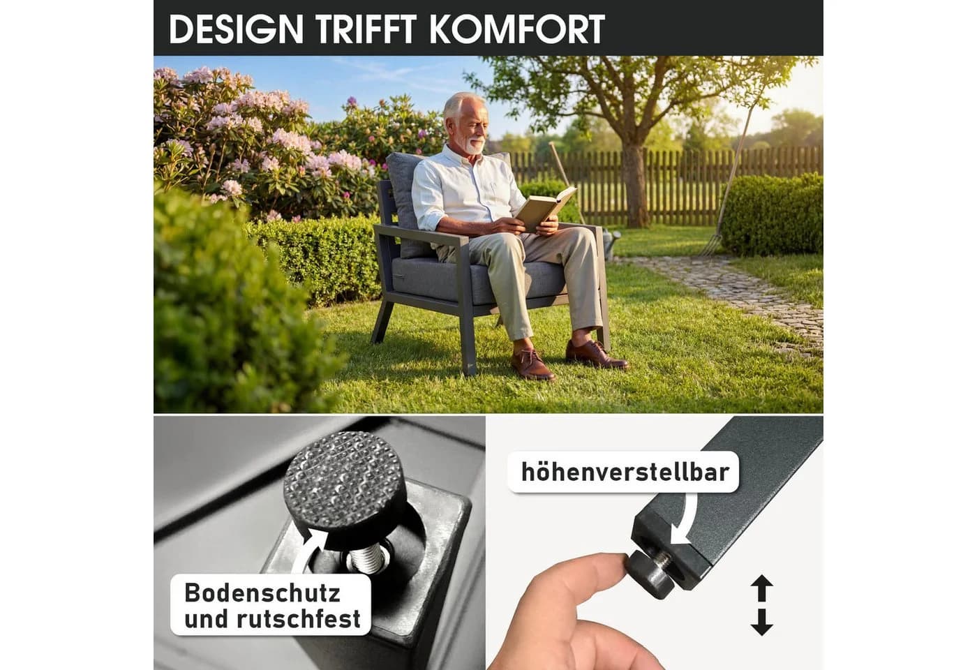 BRAST Adria Loungesessel Aluminium Grau - Bild 5