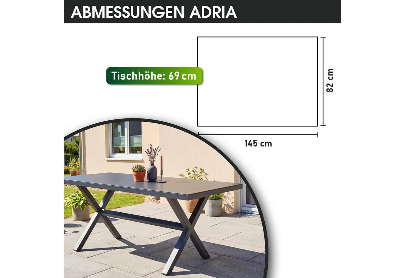 BRAST Esstisch Adria Aluminium ESG-Grau Steinoptik - Bild 3