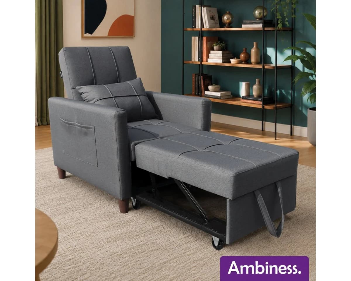 AMBINESS Schlafsofa 3in1 Leinenstoff verstellbare Rückenlehne