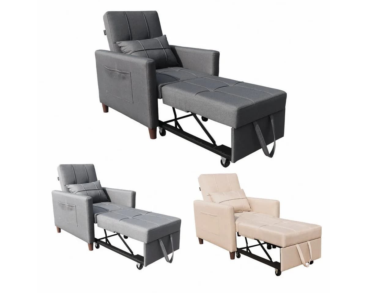 AMBINESS Schlafsofa 3in1 Leinenstoff verstellbare Rückenlehne - Bild 2