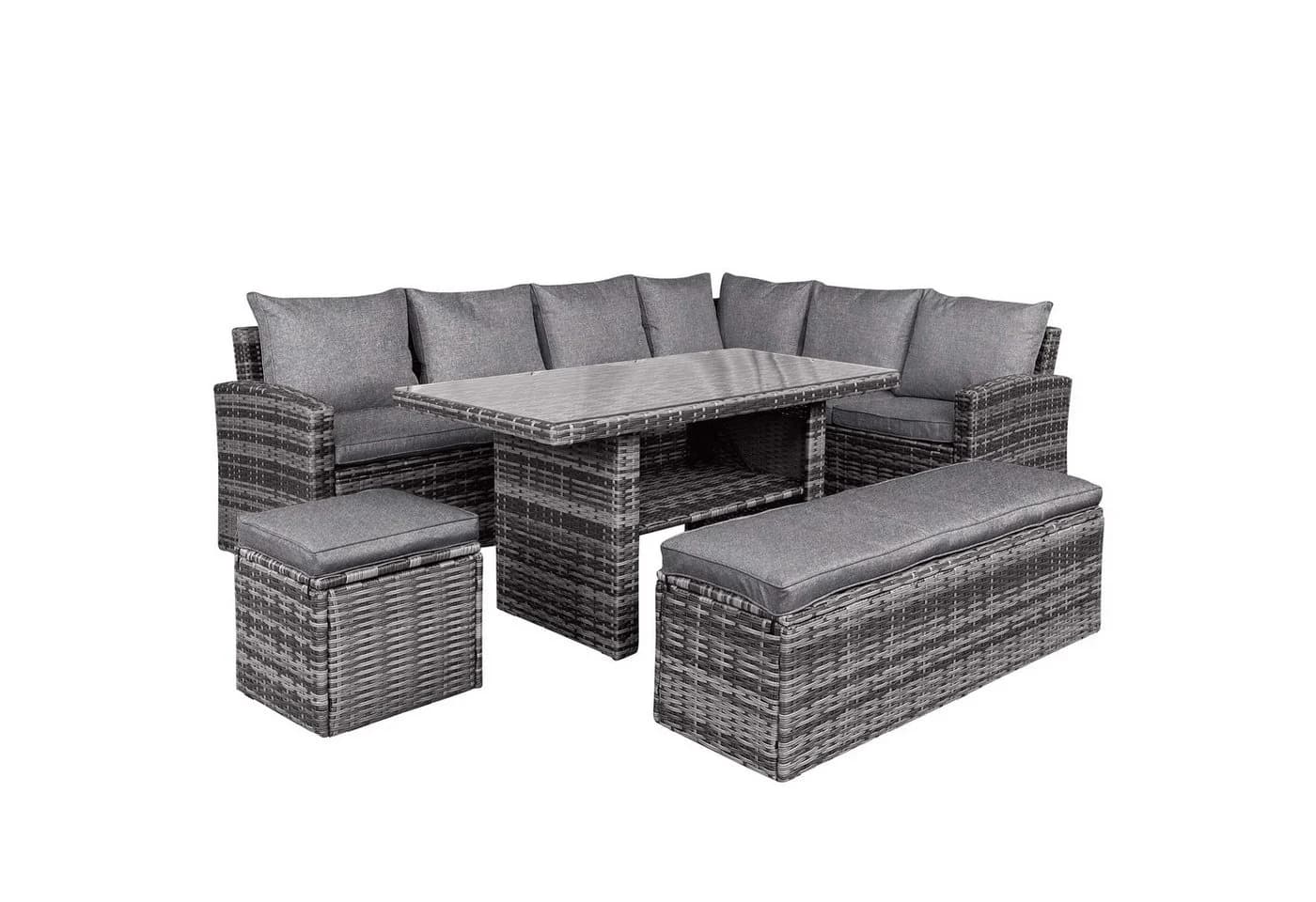 BRAST Garten-Essgruppe ECO Grau Polyrattan mit Kissen - Bild 2
