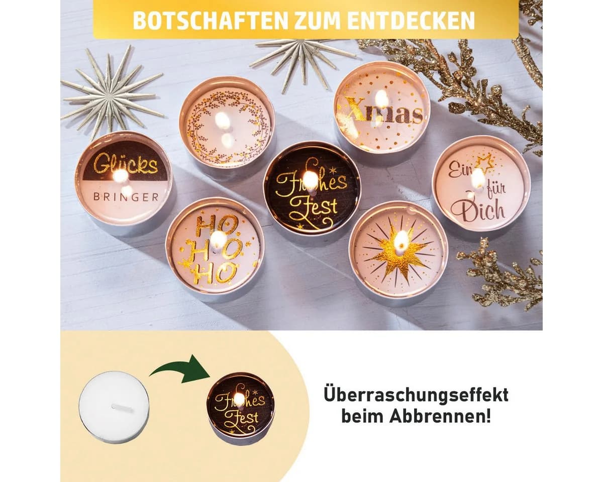 BRAST Adventskalender Glückslicht 24 Botschafts-Teelichter inkl. Teelichthalter - Bild 3