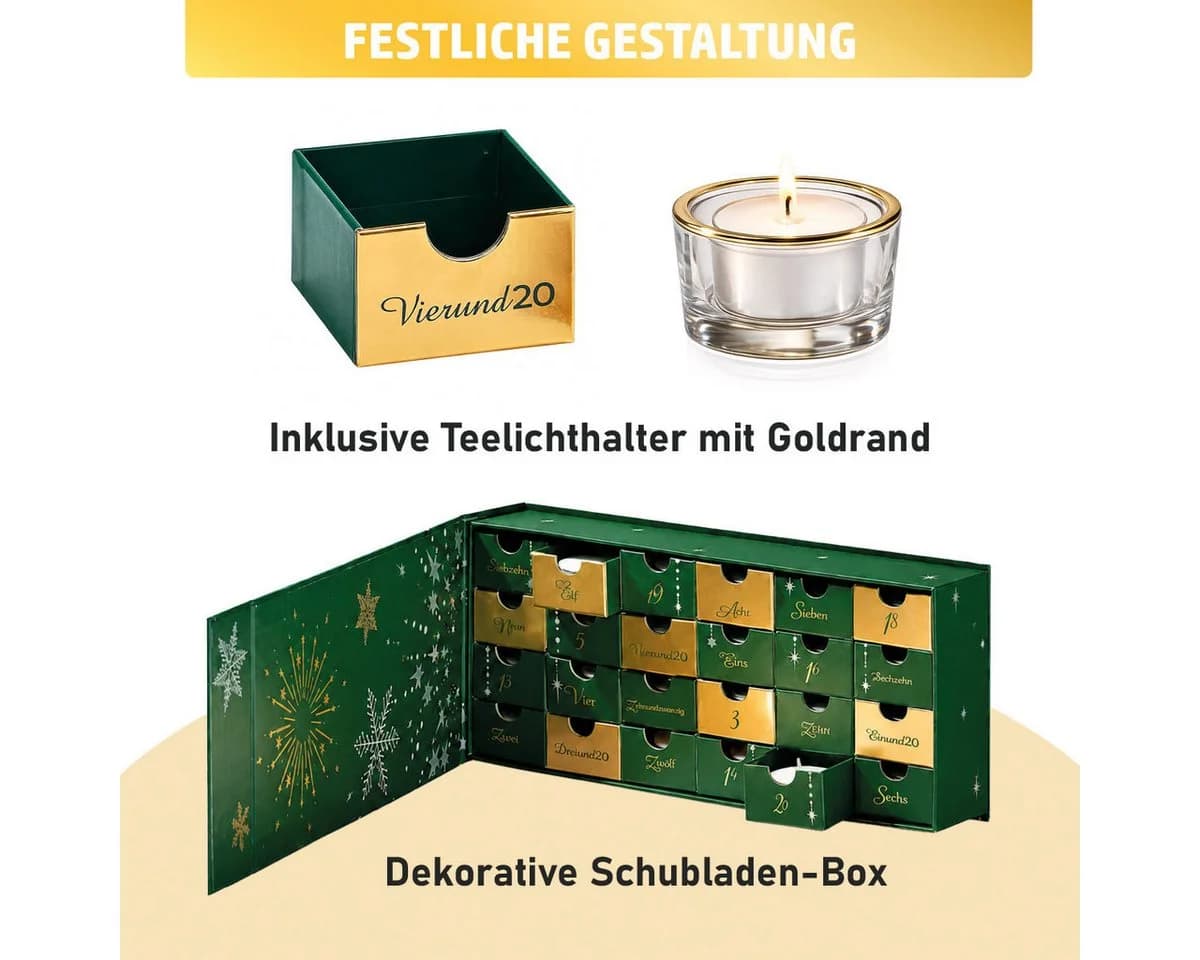 BRAST Adventskalender Glückslicht 24 Botschafts-Teelichter inkl. Teelichthalter - Bild 4