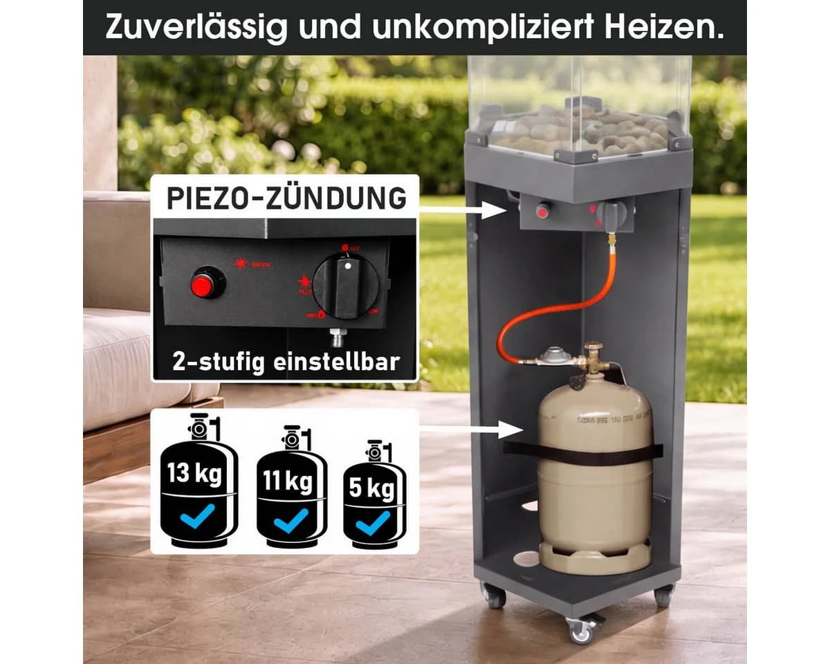 BRAST Gasheizstrahler FLAME Anthrazit mit Feuerglas - Bild 4