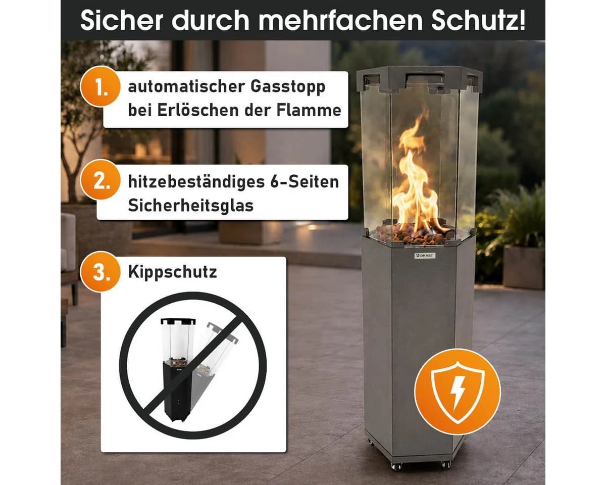 BRAST Gasheizstrahler FLAME Anthrazit mit Feuerglas - Bild 5