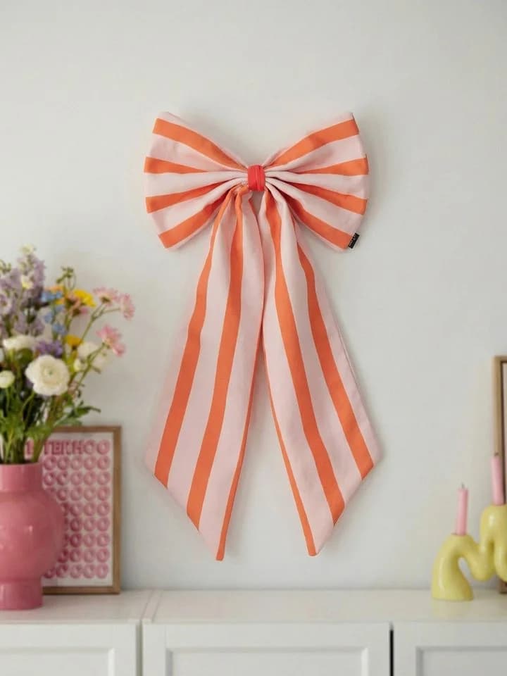 coopz Weihnachtsbaumschleife Canvas hellorange/mandarine breit gestreift