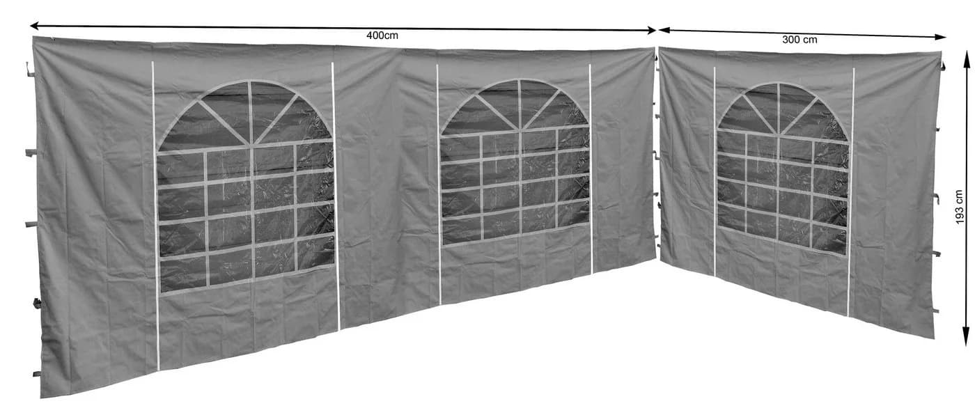 Quick Star Pavillon-Seitenteile 2-tlg. mit PVC-Fenster Grau - Bild 2