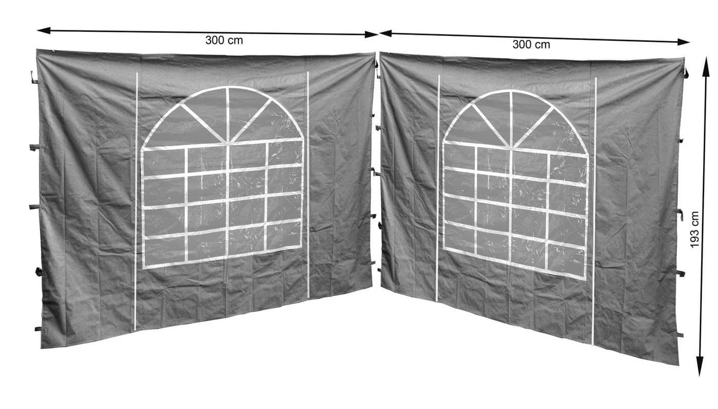 Quick Star Pavillon-Seitenteil 2-tlg. mit PVC-Fenster Grau 300x193cm - Bild 2