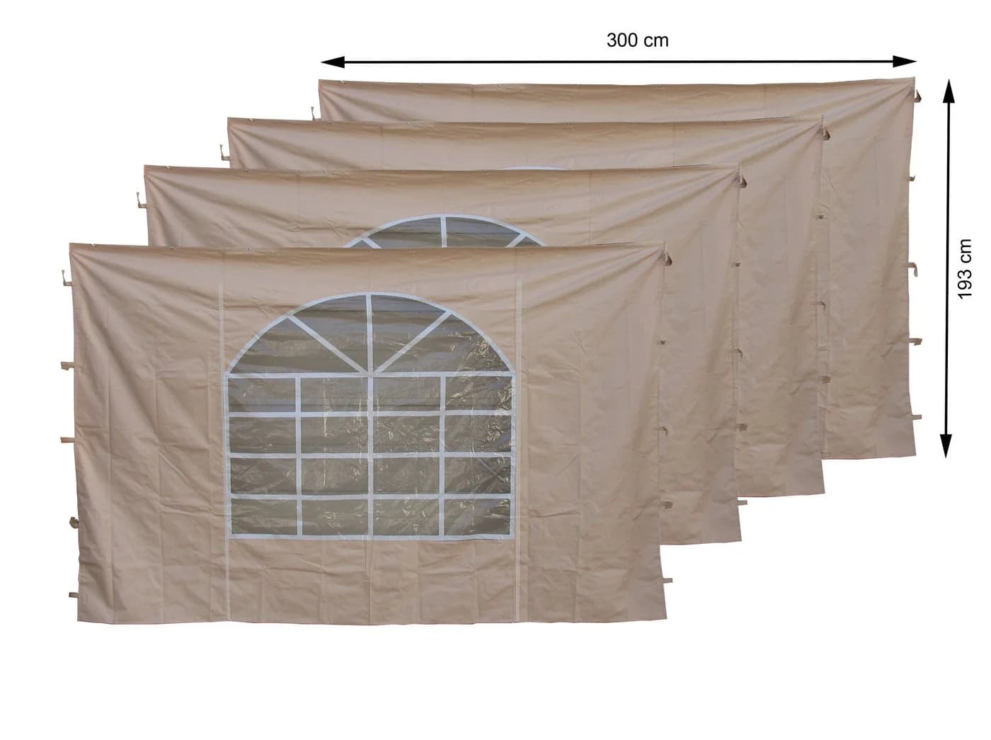 Quick Star Pavillonseitenteil 4 Seitenteile mit PVC Fenster 300x193cm Beige - Bild 2