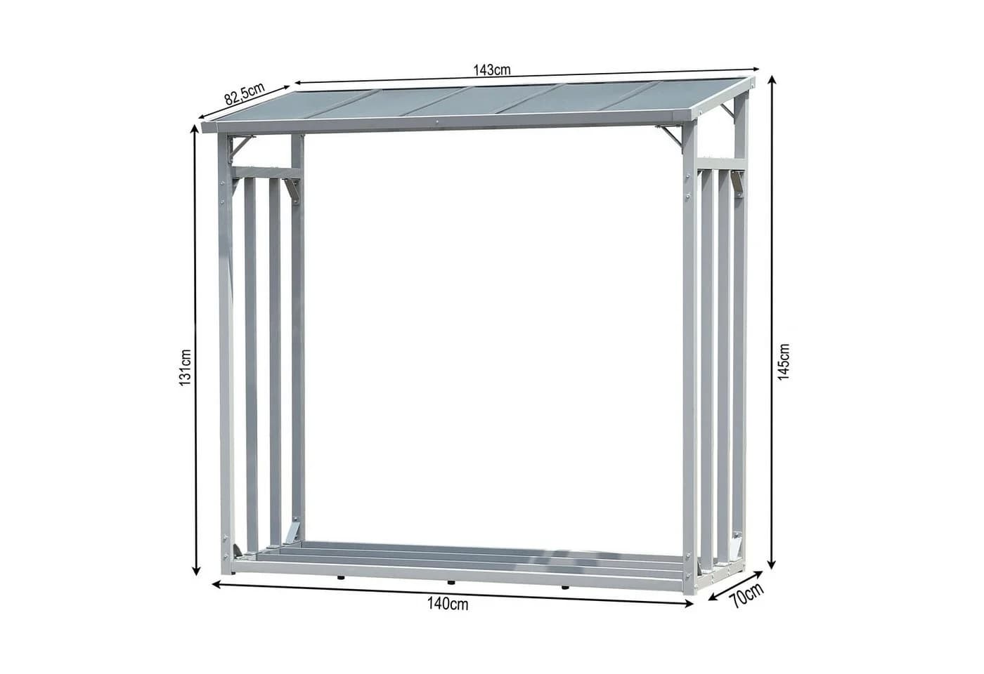 Quick Star Kaminholzregal Aluminium Grau mit Wetterschutz