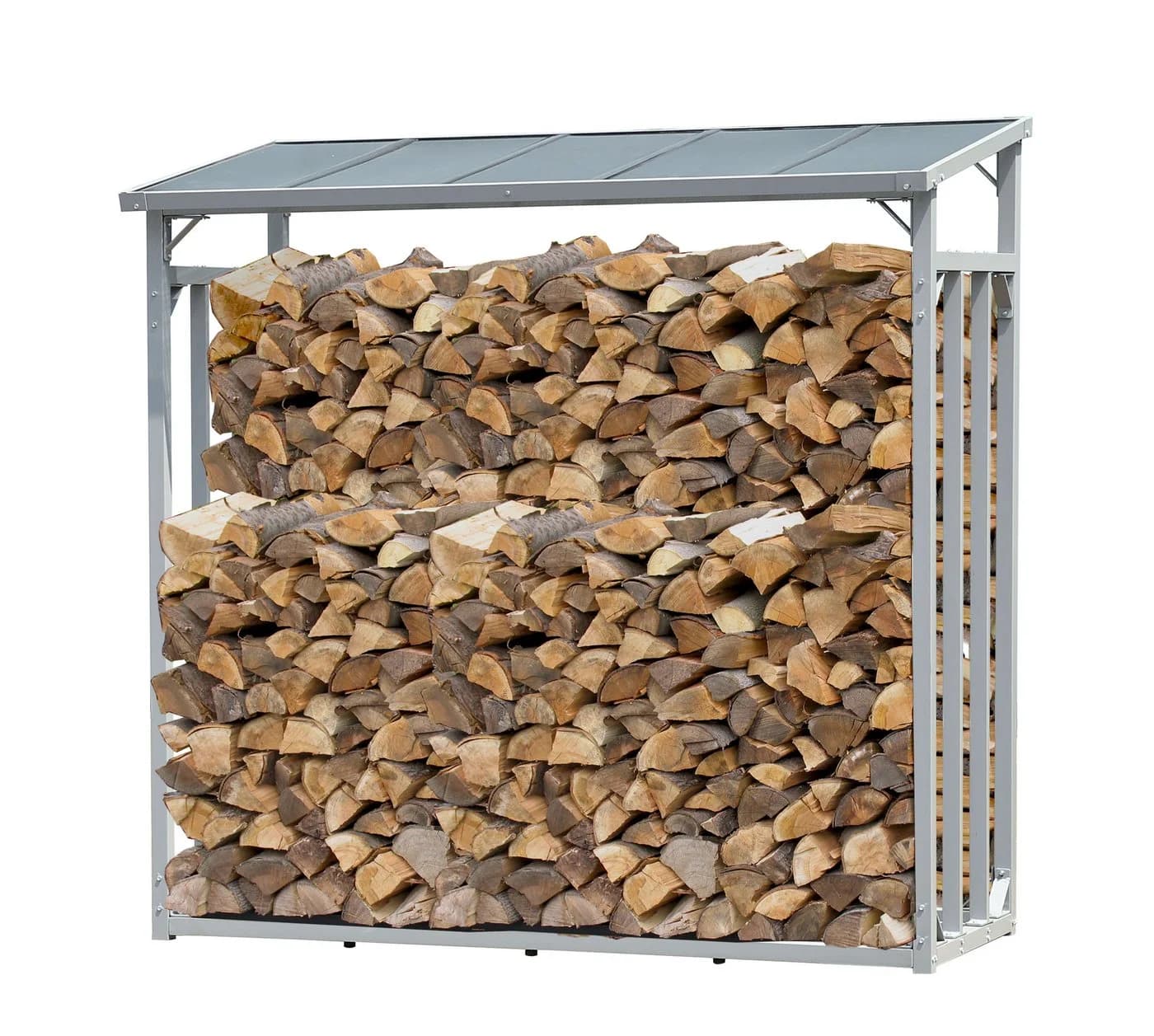 Quick Star Kaminholzregal Aluminium Grau mit Wetterschutz - Bild 5
