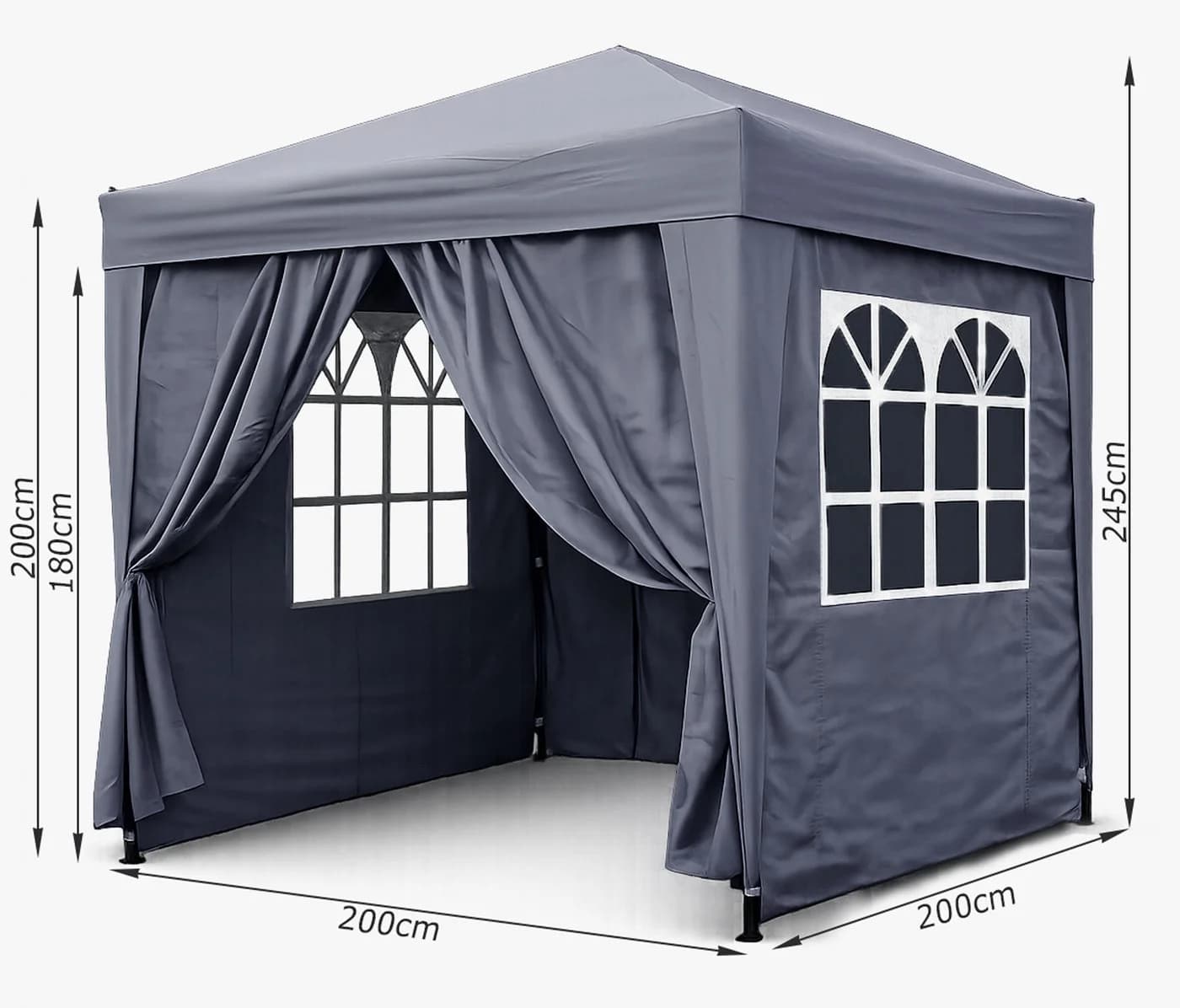 Quick Star Faltpavillon Pop-Up mit 4 Seitenteilen Smoky Grau - Bild 3