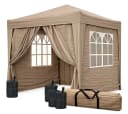 Quick Star Faltpavillon Pop Up Braunbeige mit Seitenteilen Bild 2
