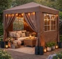 Quick Star Faltpavillon Pop Up Braunbeige mit Seitenteilen Bild 3