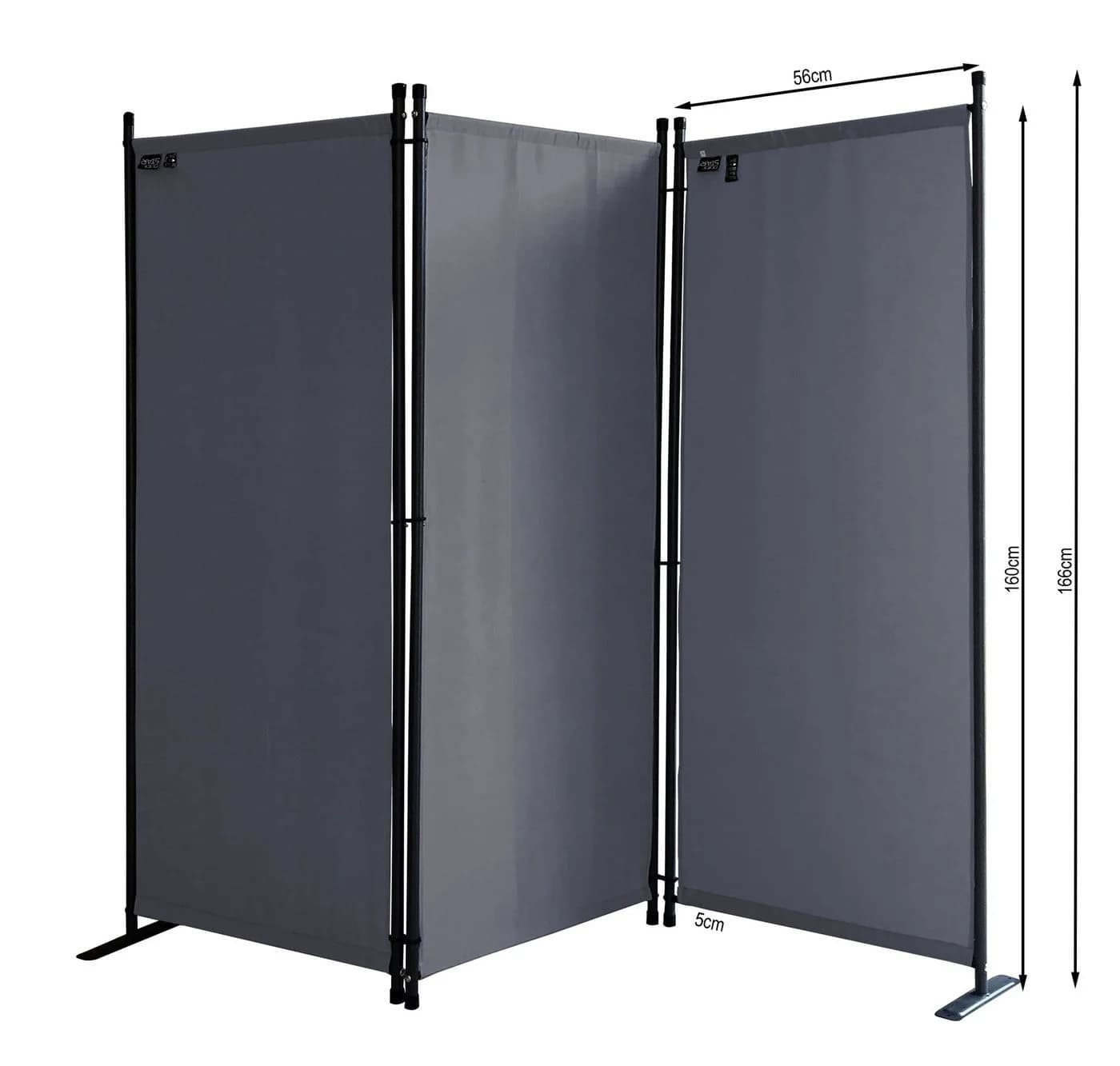 Quick Star Paravent 3-teilig Faltbar Beige/Grau Sichtschutz - Bild 3