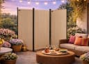 Quick Star Paravent 3-teilig Faltbar Beige/Grau Sichtschutz Bild 5