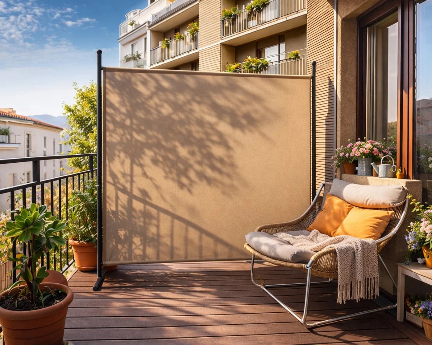 Quick Star Paravent Stellwand Outdoor Wetterfest Beige
