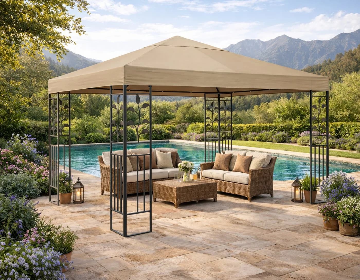 Quick Star Pavillon-Dach 3x3m Beige Polyester PVC - Bild 3