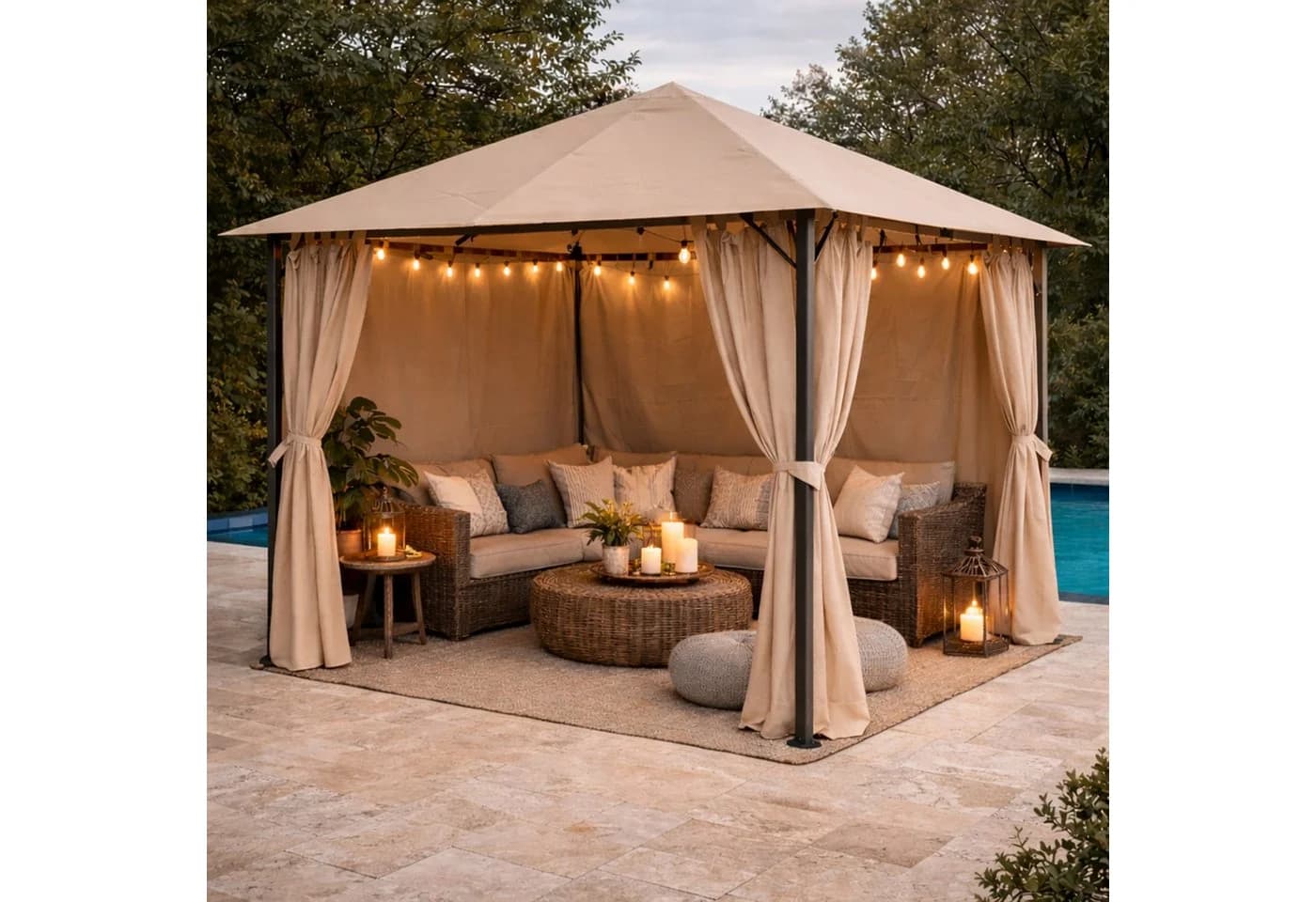 Quick Star Pavillon Nizza 3x3m Sand Anthrazit mit Seitenwänden - Bild 3