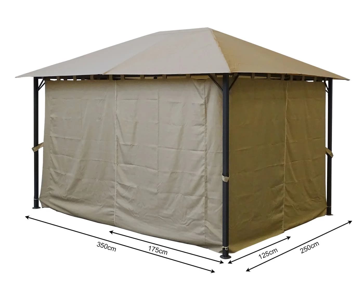 Quick Star Pavillon Nizza 3x4m Sand Anthrazit mit 4 Seitenteilen - Bild 3