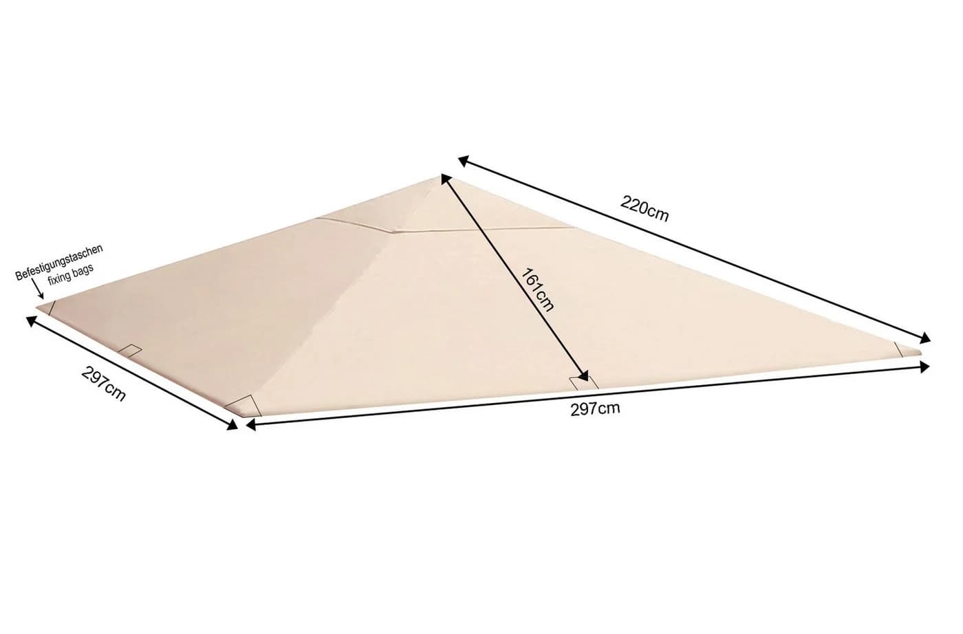 Quick Star Pavillon-Ersatzdach 3x3m Sand