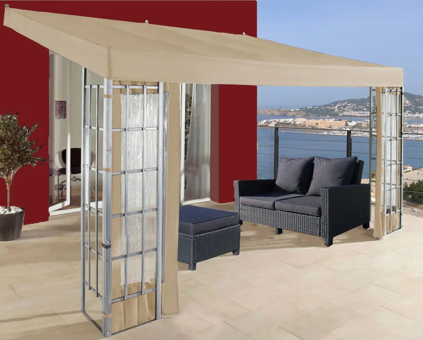 Quick Star Anbaupavillon Ersatzdach 3x4m Beige - Bild 2