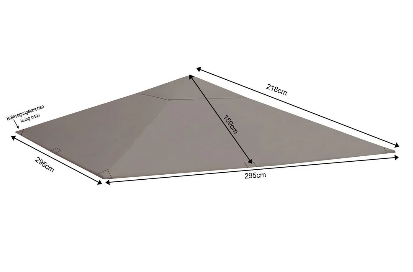 Quick Star Ersatzdach Pavillon Paris Grau 3x3m
