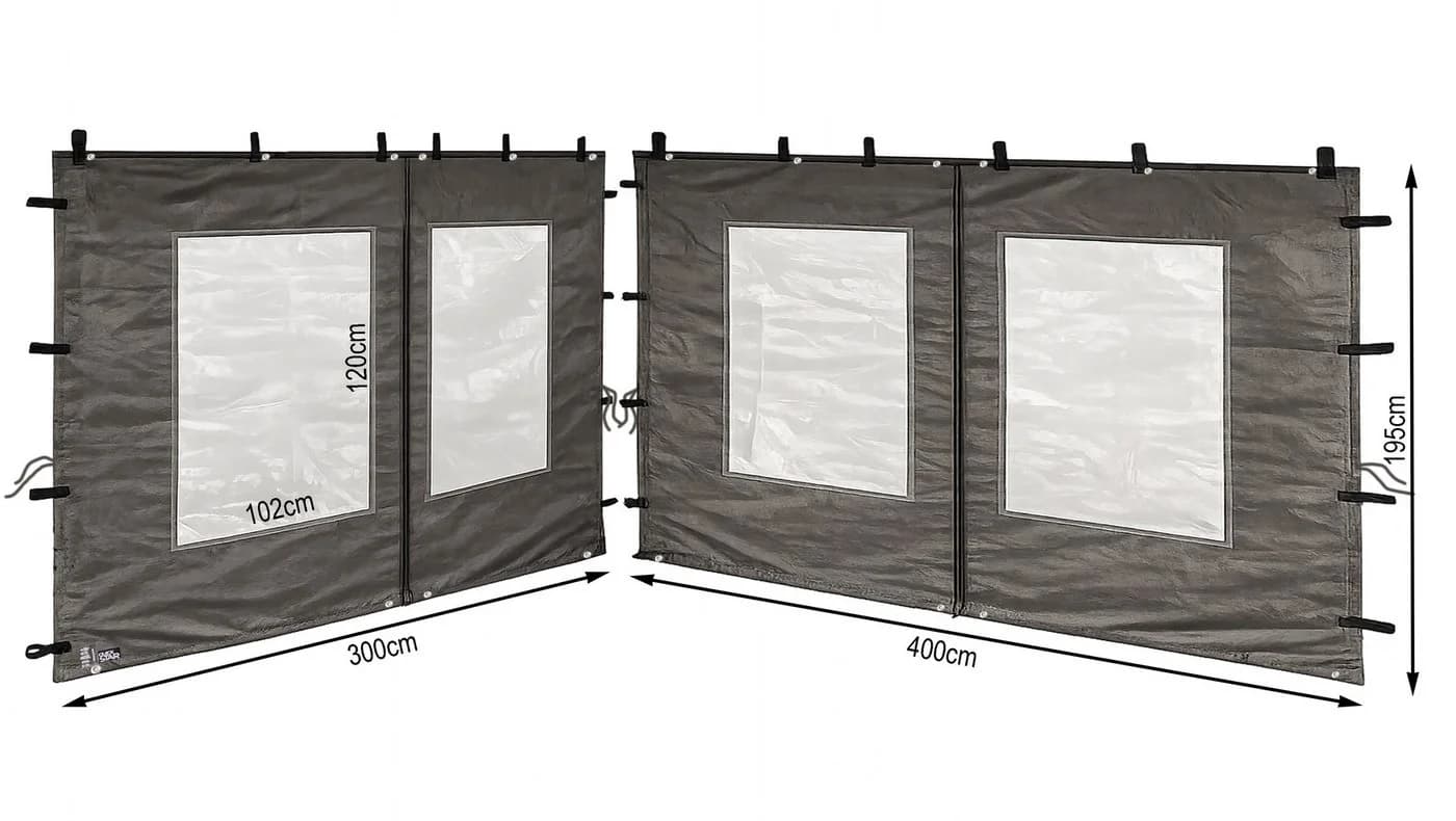 Quick Star Pavillon-Seitenteile 2-tlg. Anthrazit mit PVC-Fenster